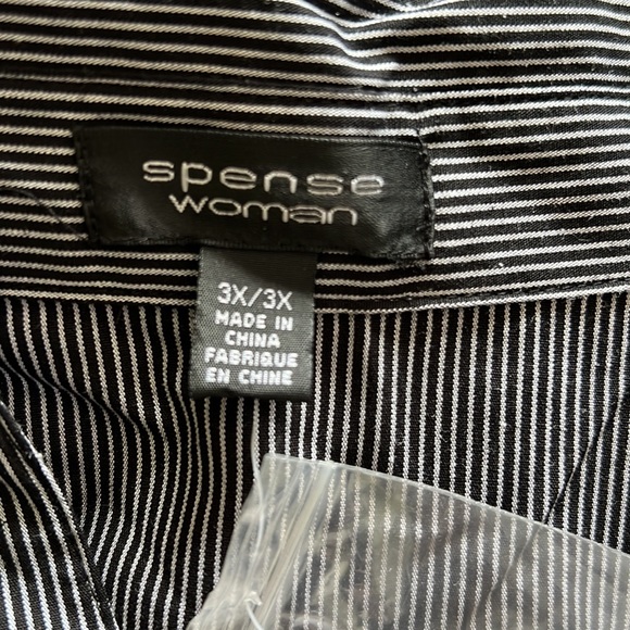 Striped Blouse with Ruffle Trim - Black/White - Picture 6 of 8